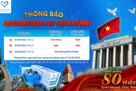 Bệnh viện Đa khoa Tâm Trí Đồng Tháp thông báo lịch nghỉ Lễ Quốc Khánh 2/9 năm 2025