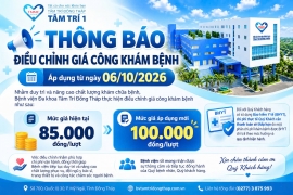Thông báo điều chỉnh giá công khám bệnh tại Tâm Trí Đồng Tháp